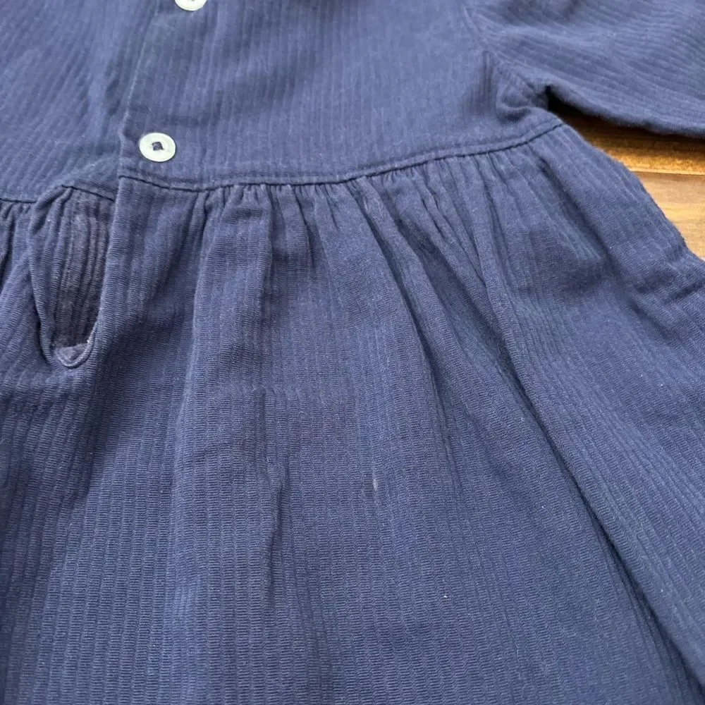 Okie Dokie vintage navy embroidered long sleeve dress